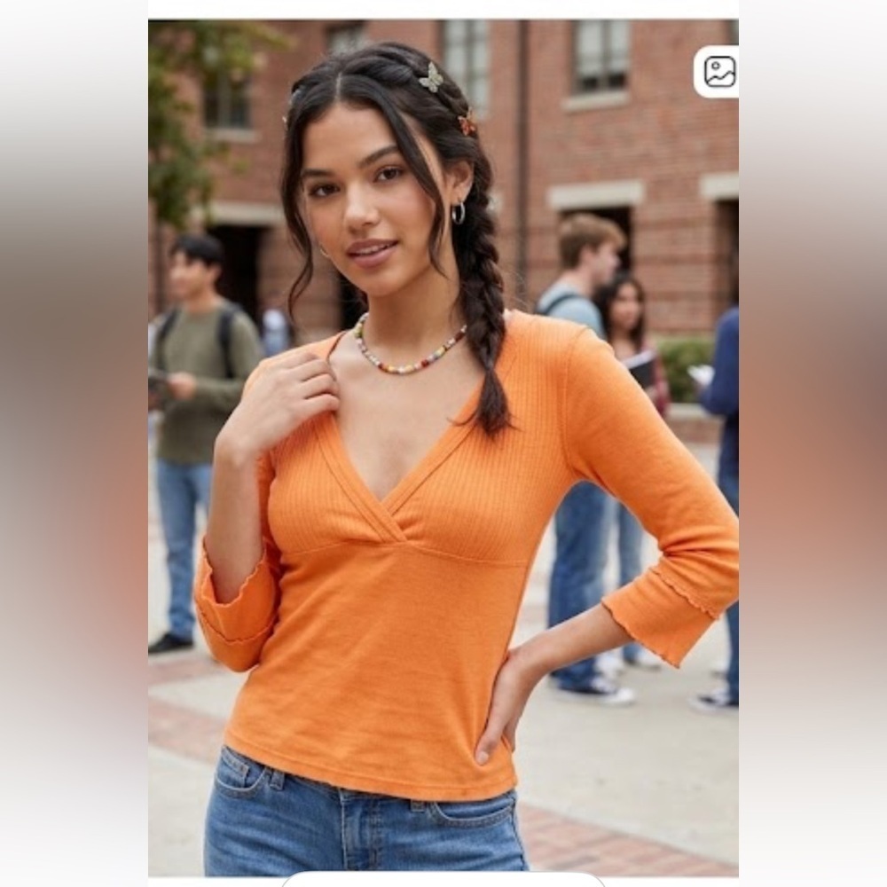 Y2K Aeropostale Vibrant Orange V-Neck Baby Doll S/P